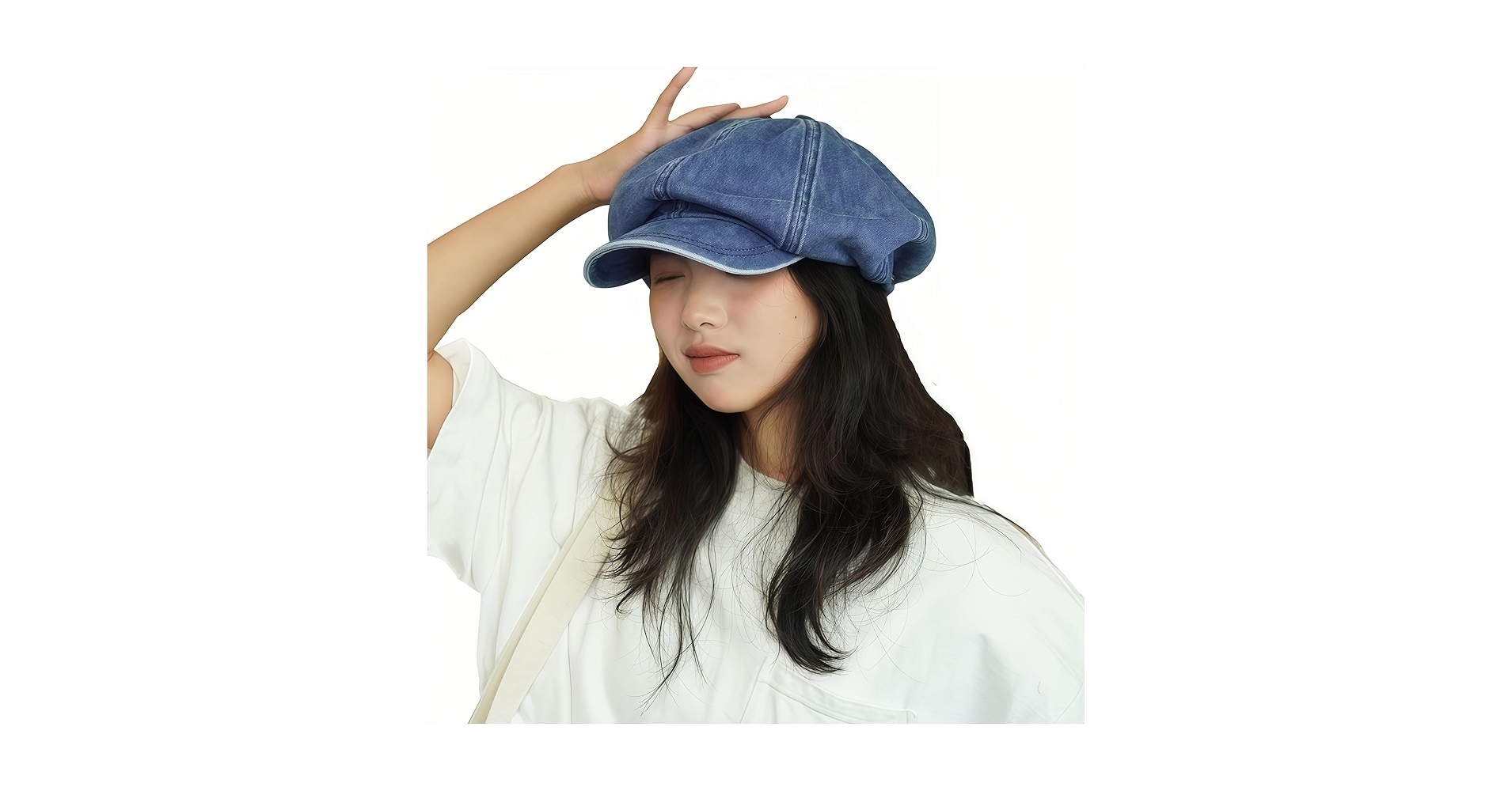Women's Washed Denim Newsboy Cap Fashion Vintage 8 Panels